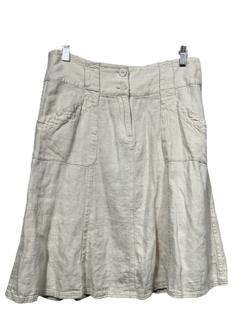 Christopher & Banks Cream A-Line Panel Skirt